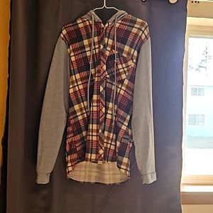 Passport hooded plaid sweatshirt size XL
